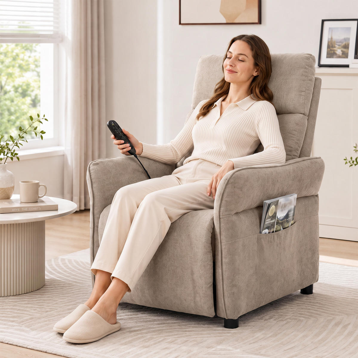 RELAXSESSEL Polyester Braun - Braun, Kunststoff/Textil (74/103/89cm) - HOMCOM
