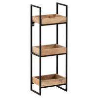 WANDREGAL Mango Massivholz Metall Industrial Stil 27x77x18 cm Rechteckig mit 3 Ablagen - Schwarz/Braun, Holz (27/77/18cm) - KADIMA DESIGN