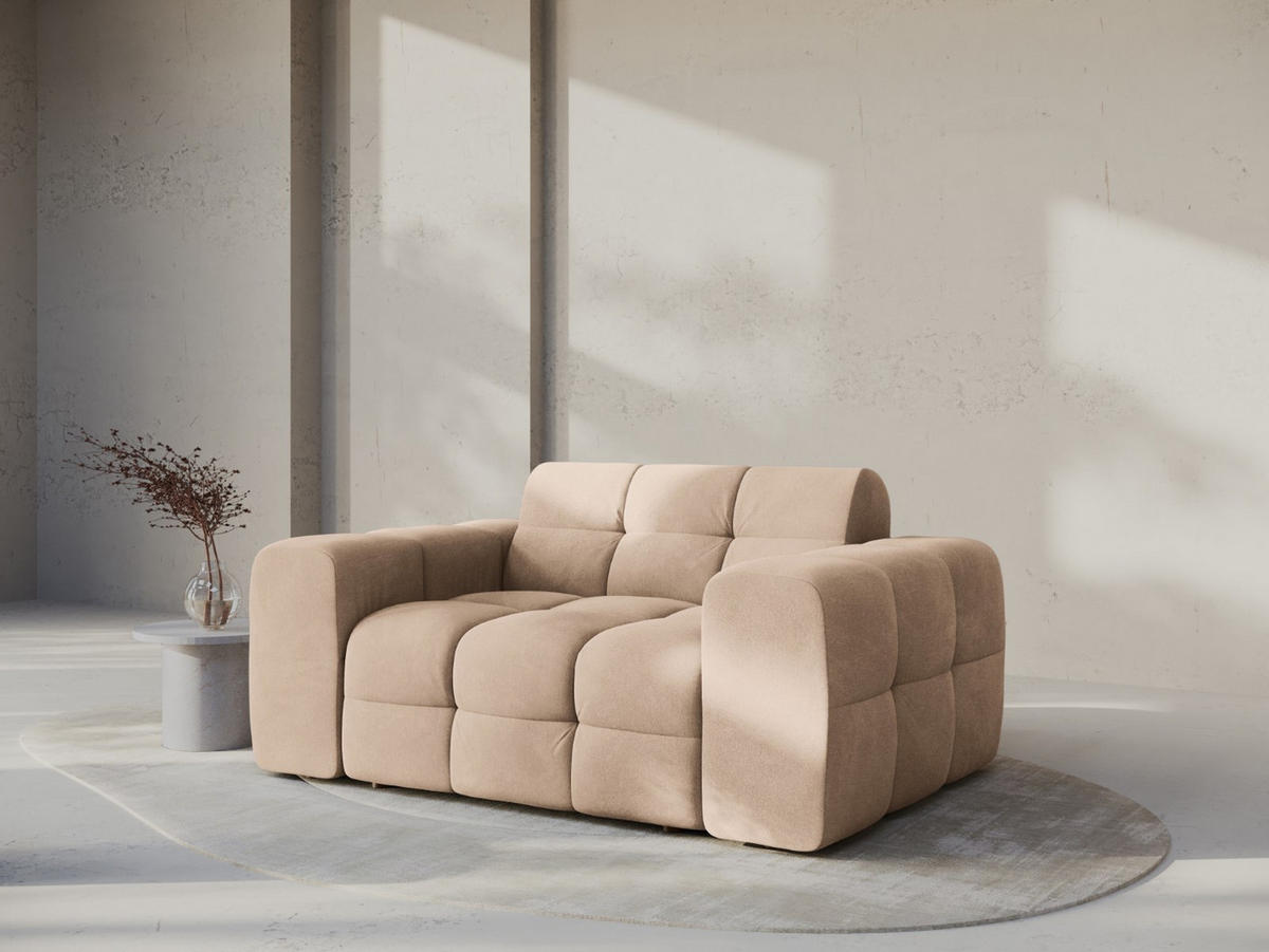 SOFA Kendal aus Samt mandelbeige 2 Sitzplätze - Beige, Textil (156/79/103cm) - Micadoni