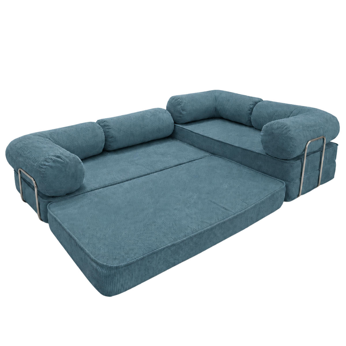 ECKSOFA Cord 300 x 200 cm Türkis mit Schlaffunktion - Türkis, Textil (300/200cm) - SURB