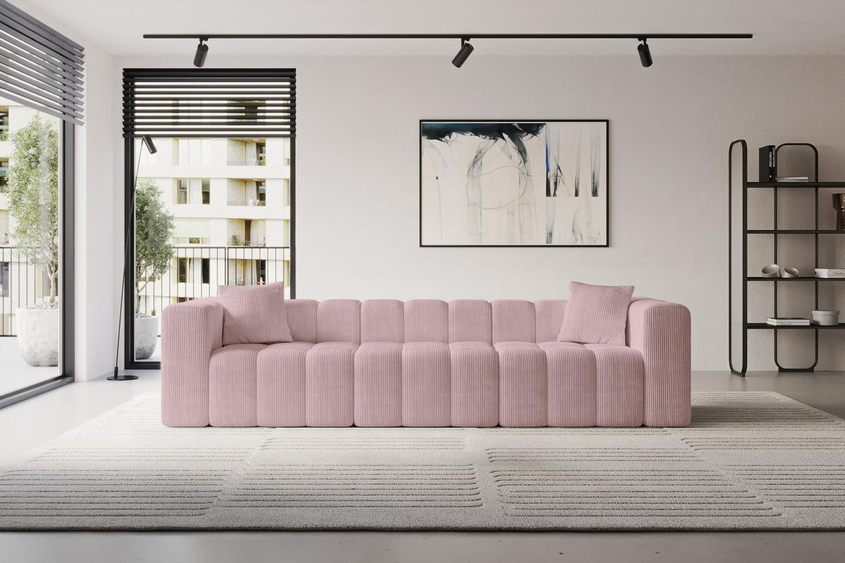 POHOVKA 3-MÍSTNÁ DONY-3 315x90x71 cm Růžová Manšestr - růžová/černá, kompozitní dřevo/textil (315/71/90cm) - ALTDECOR