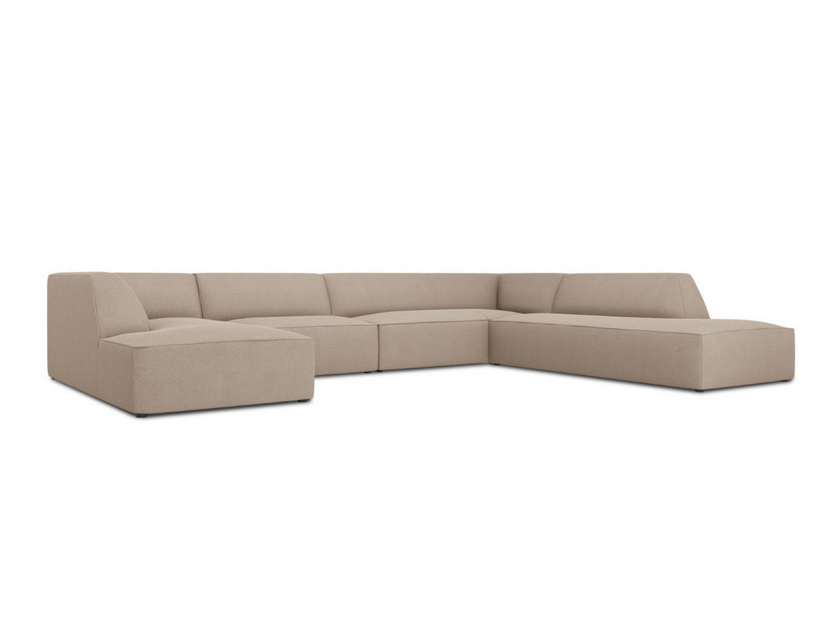 PANORAMASOFA rechts Ruby aus strukturiertem Stoff dunkelbeige 7 Sitzplätze - Taupe, Textil (273/69/366cm) - Micadoni