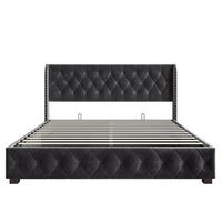 POLSTERBETT 140x200 cm Stauraum Lattenrost Kopfteil Samt grau - Grau, Holz (140/200cm) - LEBENLANG