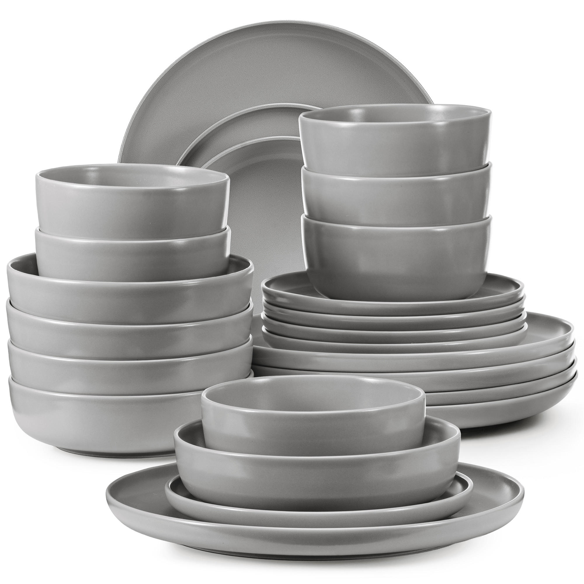 KOMBISERVICE VICTO 6 Personen 24-tlg - Grau, Keramik (27/2/27cm) - KONSIMO®