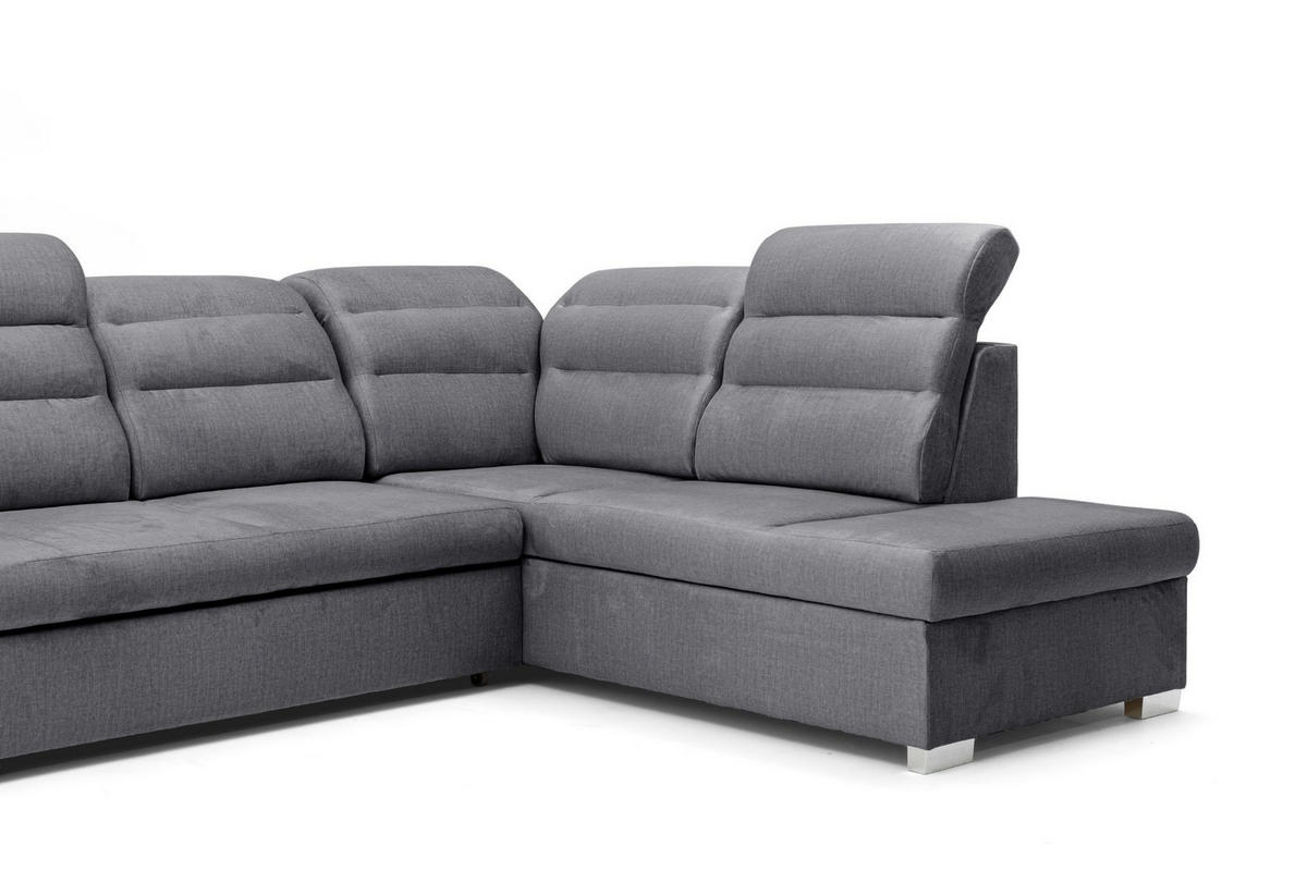 ECKSOFA U-Form CLOUD U Rechts mit Schlaffunktion 120x252 Velours Dunkelgrau - Dunkelgrau/Silberfarben, Holz/Kunststoff (202/103/320cm) - Muffo