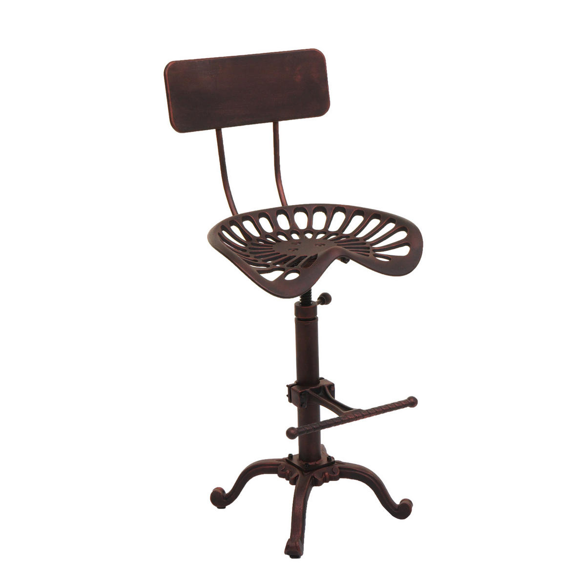 BARHOCKER Sitzhöhe 50-64cm höhenverstellbar drehbar Fußablage Metall Kupferfarben - Braun, Metall (44/89/36cm) - PROREGAL