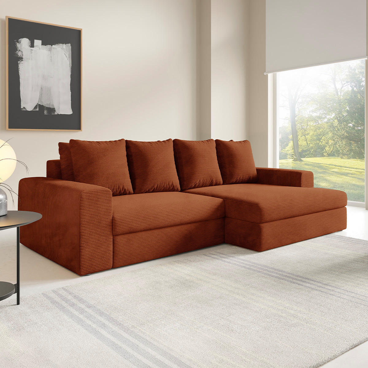 ECKSOFA Paola 3 Sitzplätze Ziegelrot - Rot, Holz (272/167cm) - Petits-meubles