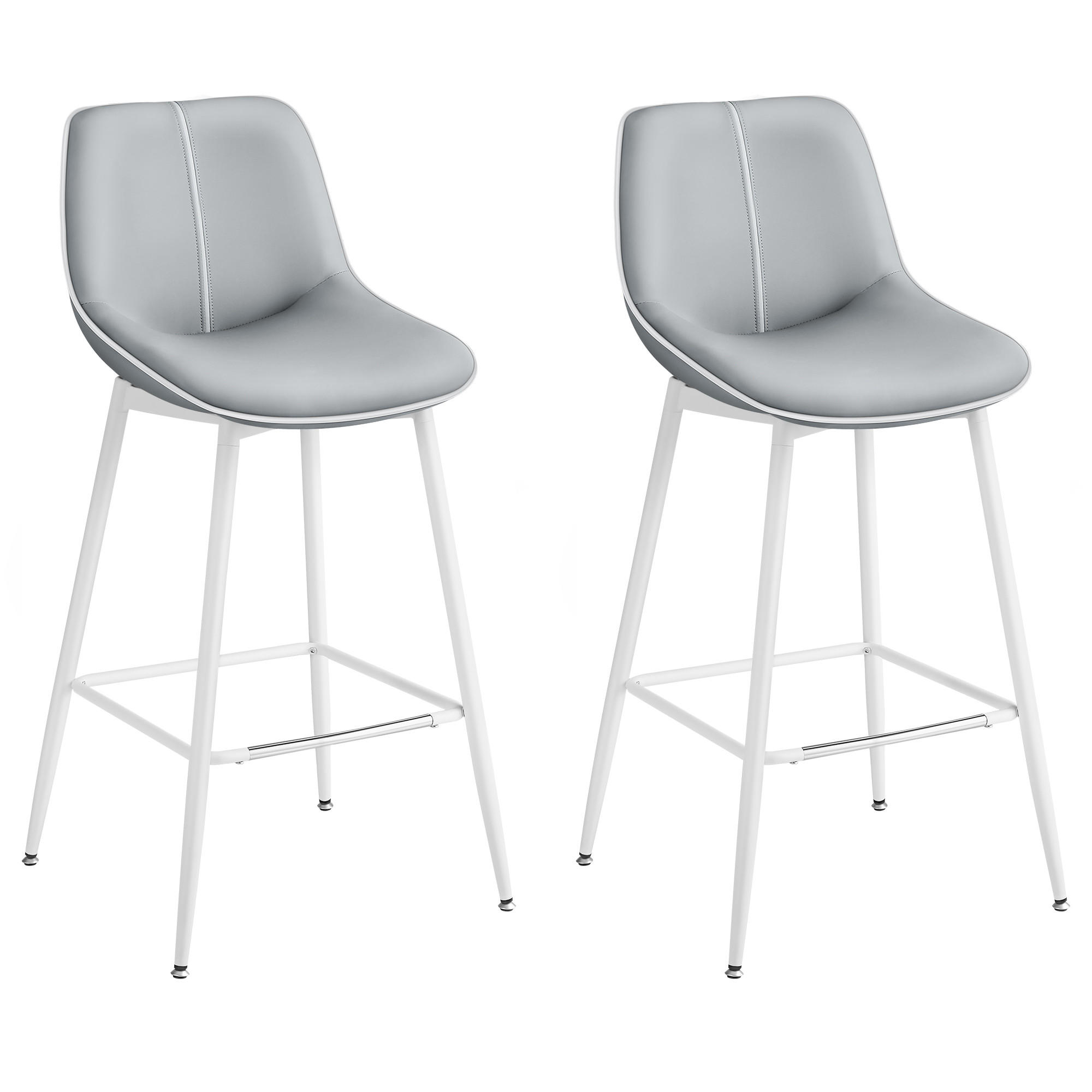 BARHOCKER Leo (2er Set) - Grau, Leder (50/99/50cm) - VASAGLE