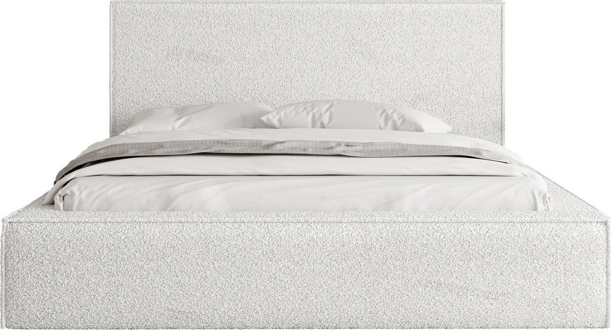 POLSTERBETT Terra mit Bettkasten, Creme Boucle 120x200 cm - Birkefarben/Schwarz, Holzwerkstoff/Kunststoff (120/200cm) - WFL GROUP