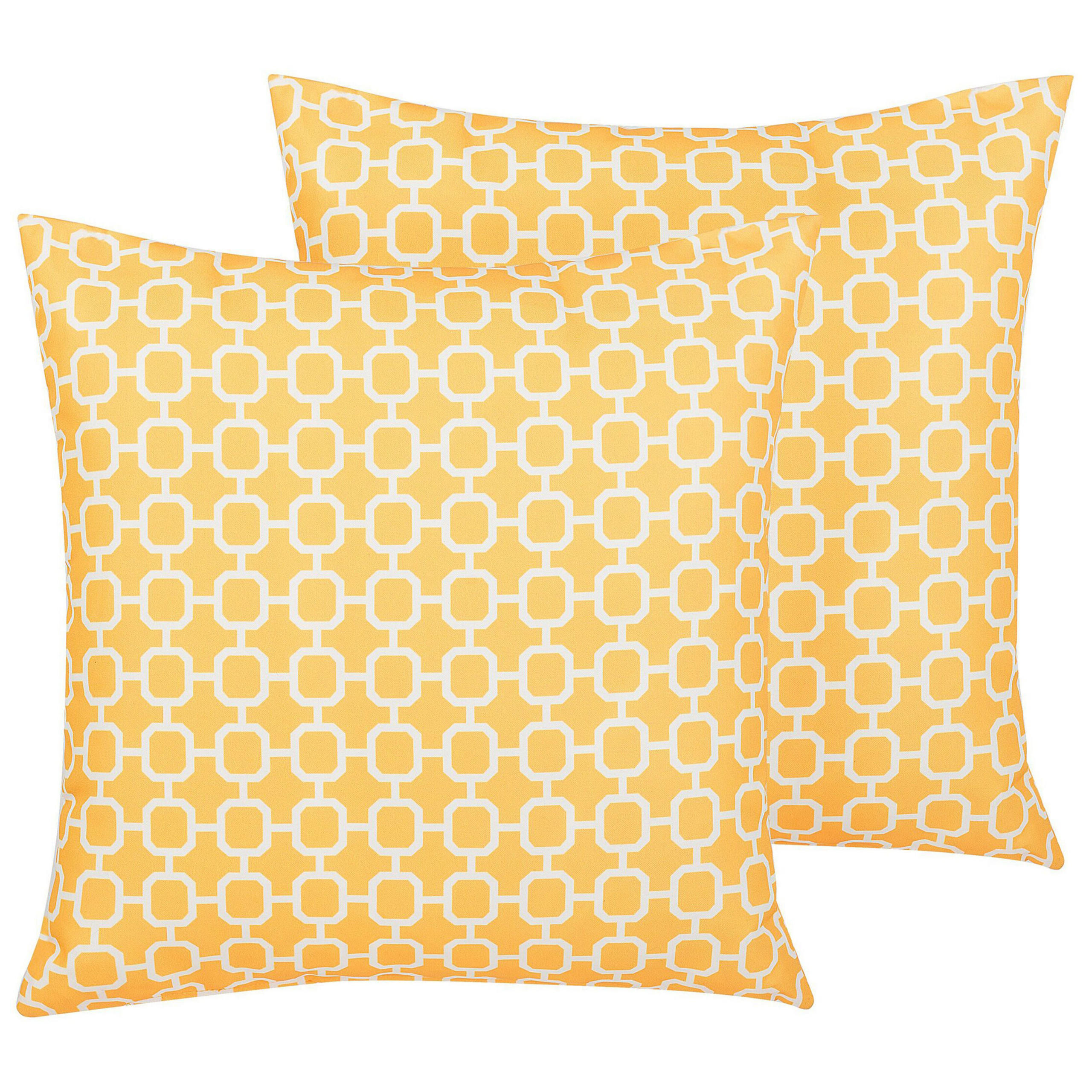 GARTENKISSEN gelb Muster 40/40 cm Astakos - Goldfarben, Textil (40/40cm) - Beliani