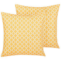 GARTENKISSEN gelb Muster 40/40 cm Astakos - Goldfarben, Textil (40/40cm) - Beliani