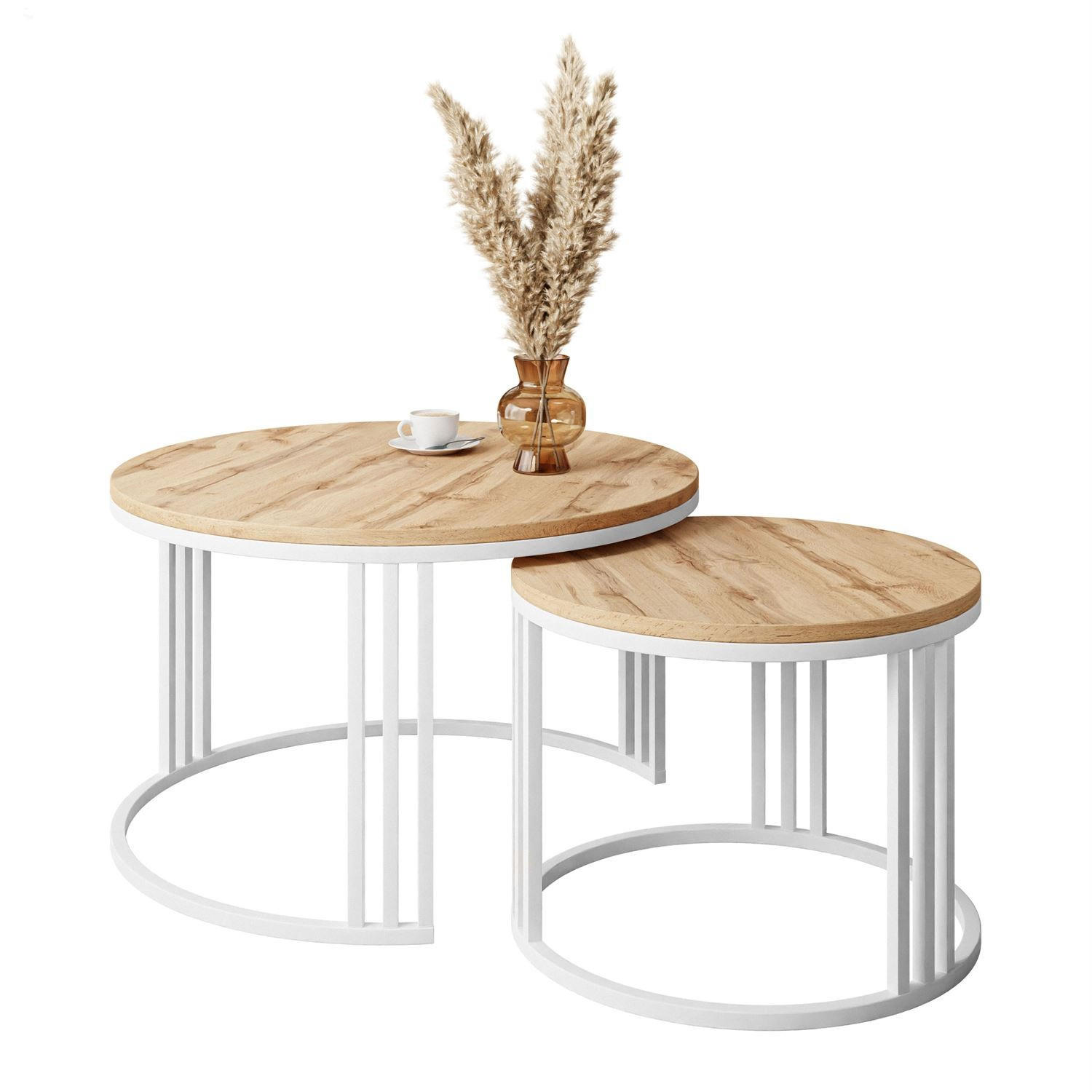 Lookway Couchtisch Braun, Weiß 70x48x70 cm