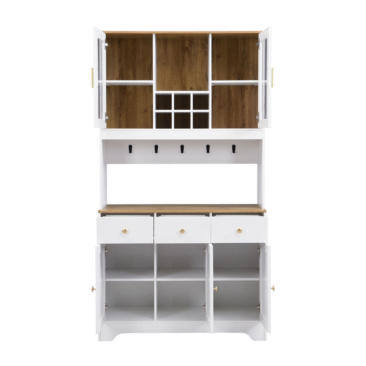 KÜCHENSCHRANK Mit Vitrine Weiß-Holzmaserung Esszimmer 94,5/175,5/30 cm - Weiß, Kunststoff (30/175.5/94.5cm) - Rolipo