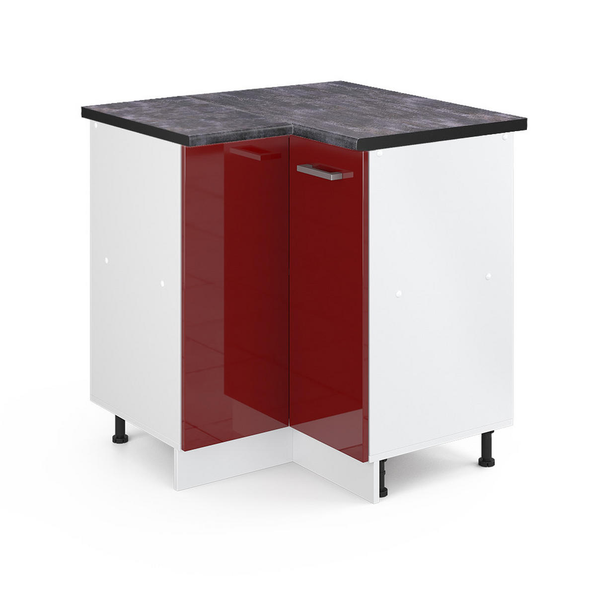 ECKUNTERSCHRANK R-Line Bordeaux Hochglanz 75.6 cm, AP Anthrazit - Bordeaux/Weiß, Holzwerkstoff (75.6/81.6/60cm) - Vicco