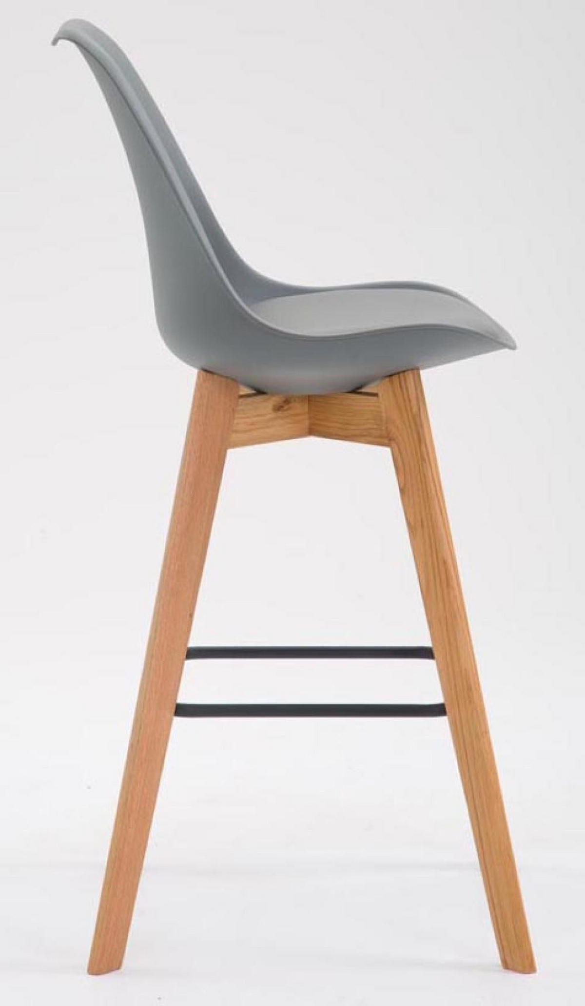 BARHOCKER 2er Set Kunststoff grau - Eukalyptusholzfarben/Grau, Holz/Kunststoff (48/112/56cm) - CLP