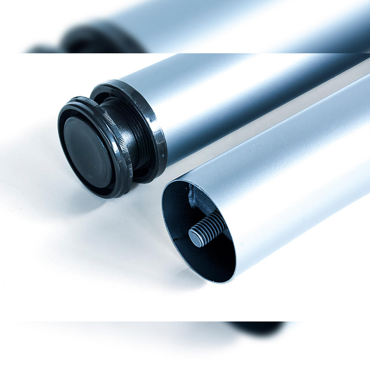 TISCHBEIN, Durchmesser 60mm, H 870mm, Stahl, Silbergrau - Silberfarben, Metall (6/89/6cm) - EMUCA