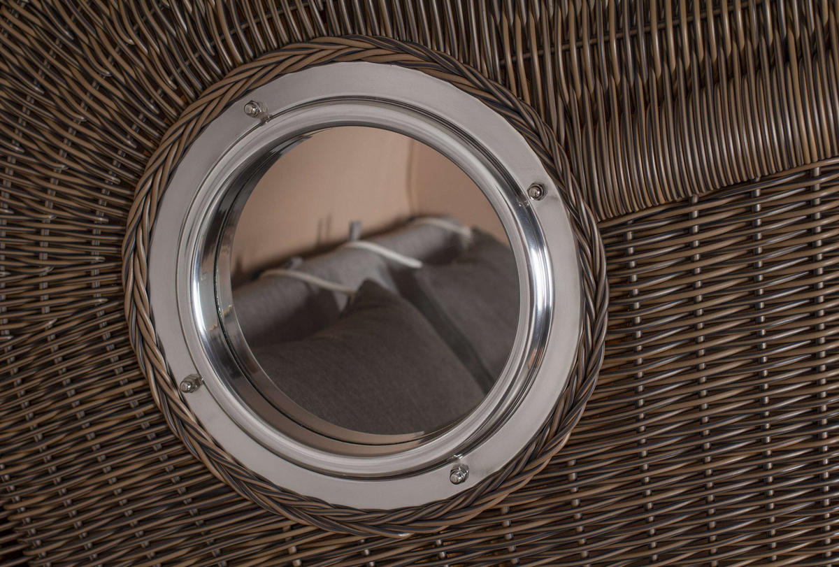 STRANDKORB Düne 2 Sitzer Teak PE Grey - Braun/Grau, Holz/Metall (125/170/80cm) - Mr. Deko