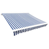 MARKISENBESPANNUNG Canvas Blau & Weiß 4/3 M (Ohne Rahmen) - Blau, Textil (295/1/380cm) - vidaXL