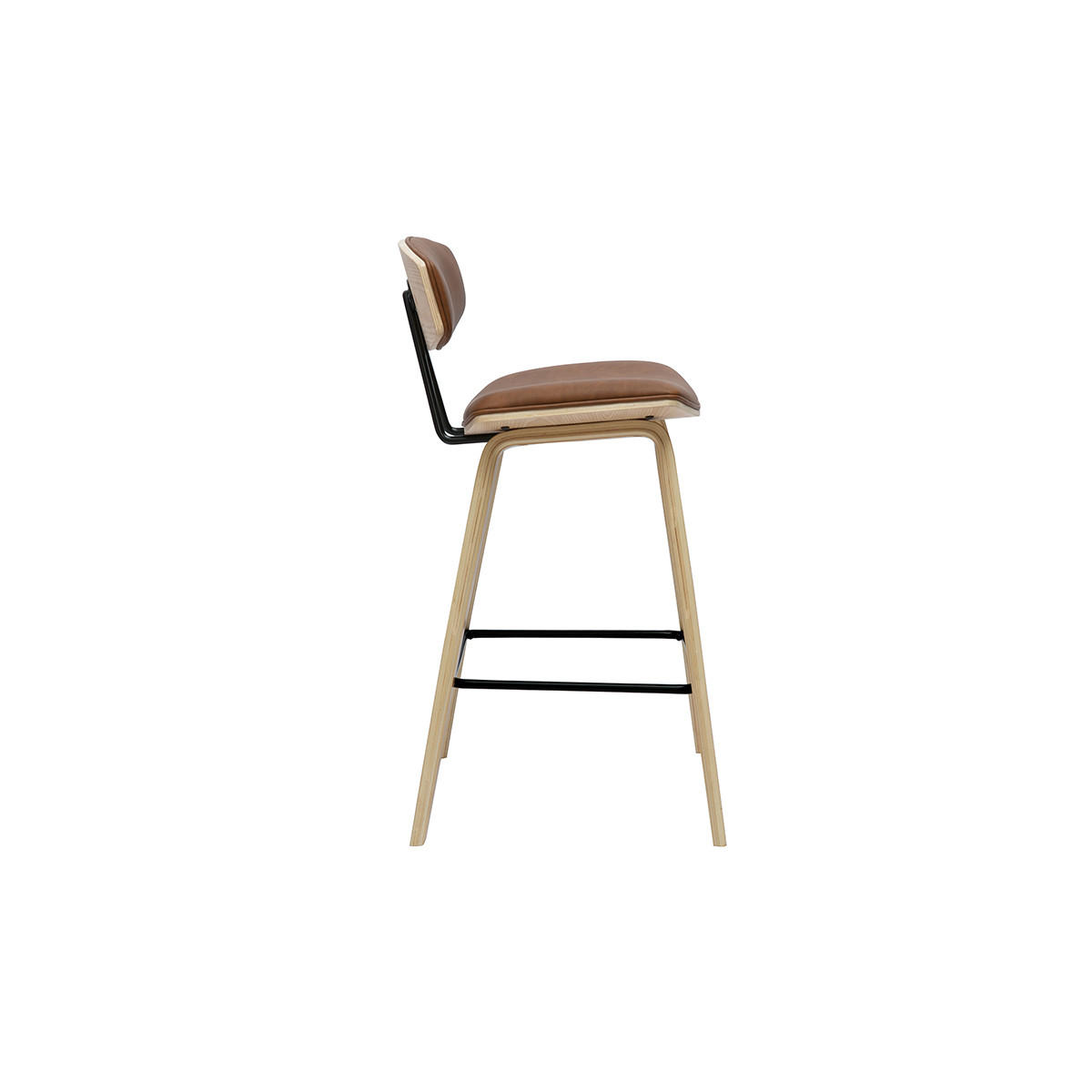 BARHOCKER Braun Helles Holz H69 cm 2er-Set VASCO - Braun, Kunststoff (48.5/90.5/50cm) - Miliboo