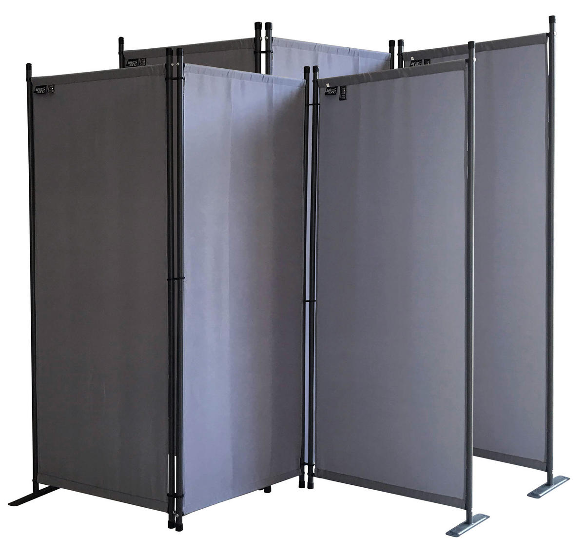 PARAVENT 2 Stück 3-tlg. 170x165 cm Grau - Grau, Metall (170/165cm) - QUICK STAR