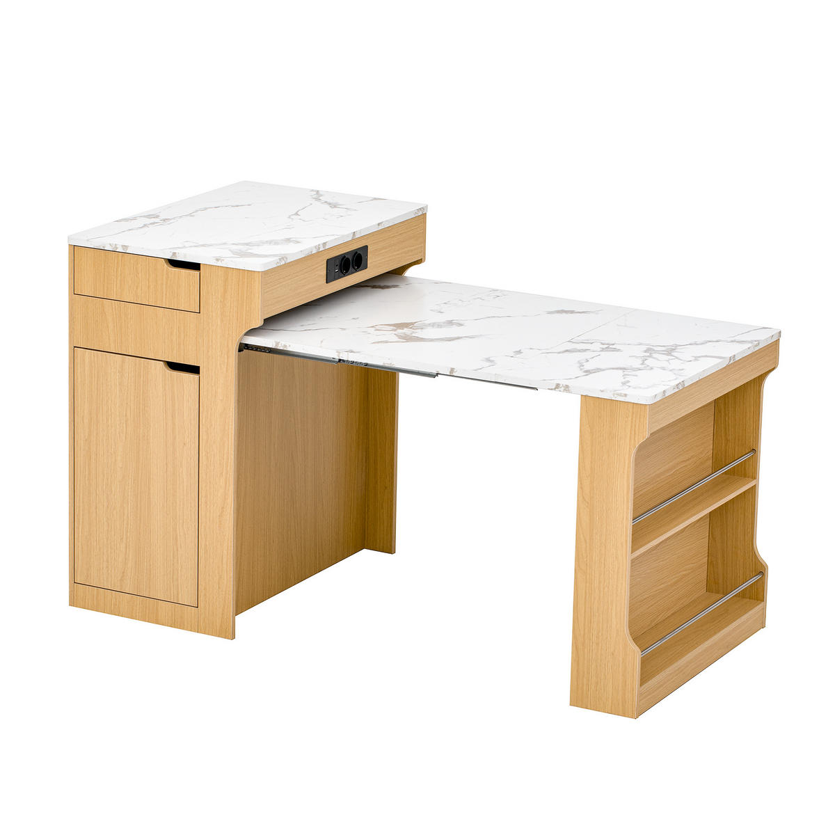 KÜCHENINSEL ausziehbar 55-153/80/93 cm DE-39575 Natur - Naturfarben, Holzwerkstoff (80/93/56.2cm) - ComfortXL