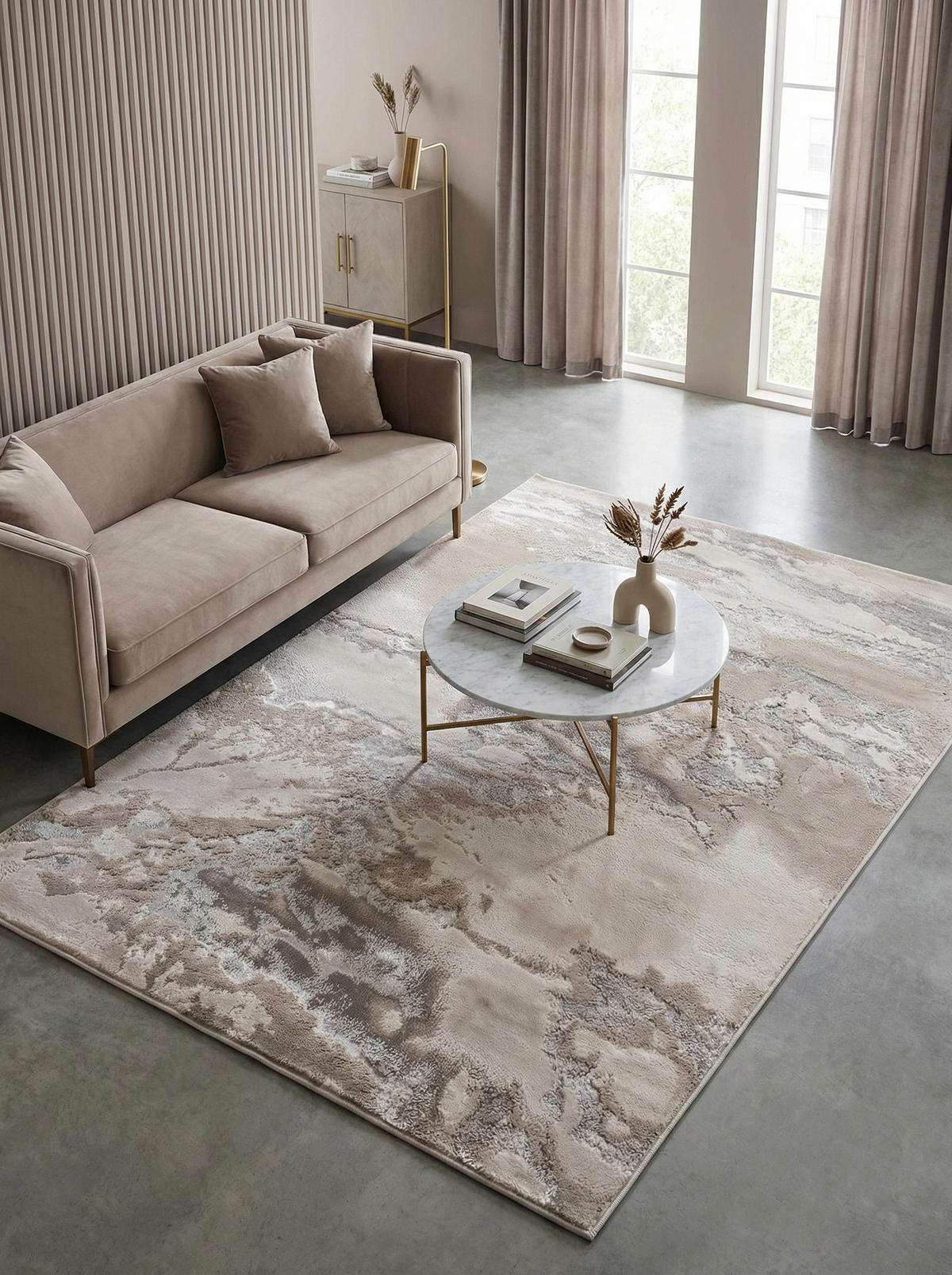 TEPPICH Polyester flachflor abstrakt hochglanz Como-Lecco, Silbergrau 120x170 cm - Silberfarben, Textil (120/170cm) - KADIMA DESIGN