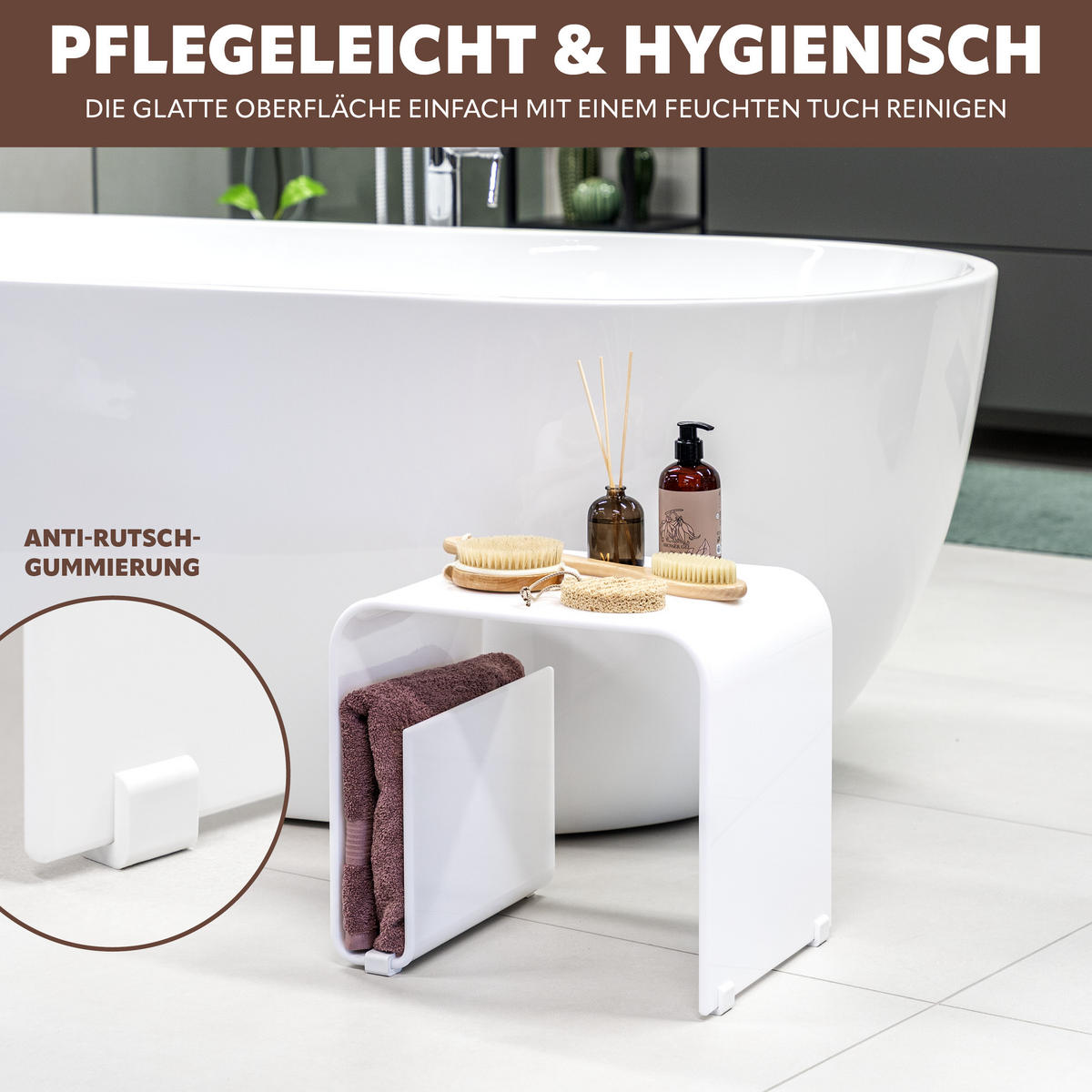 BEISTELLTISCH MIT MAGAZINHALTER Acryl weißglänzend - Weiß Hochglanz, Kunststoff (30/38.5/35.5cm) - eluno