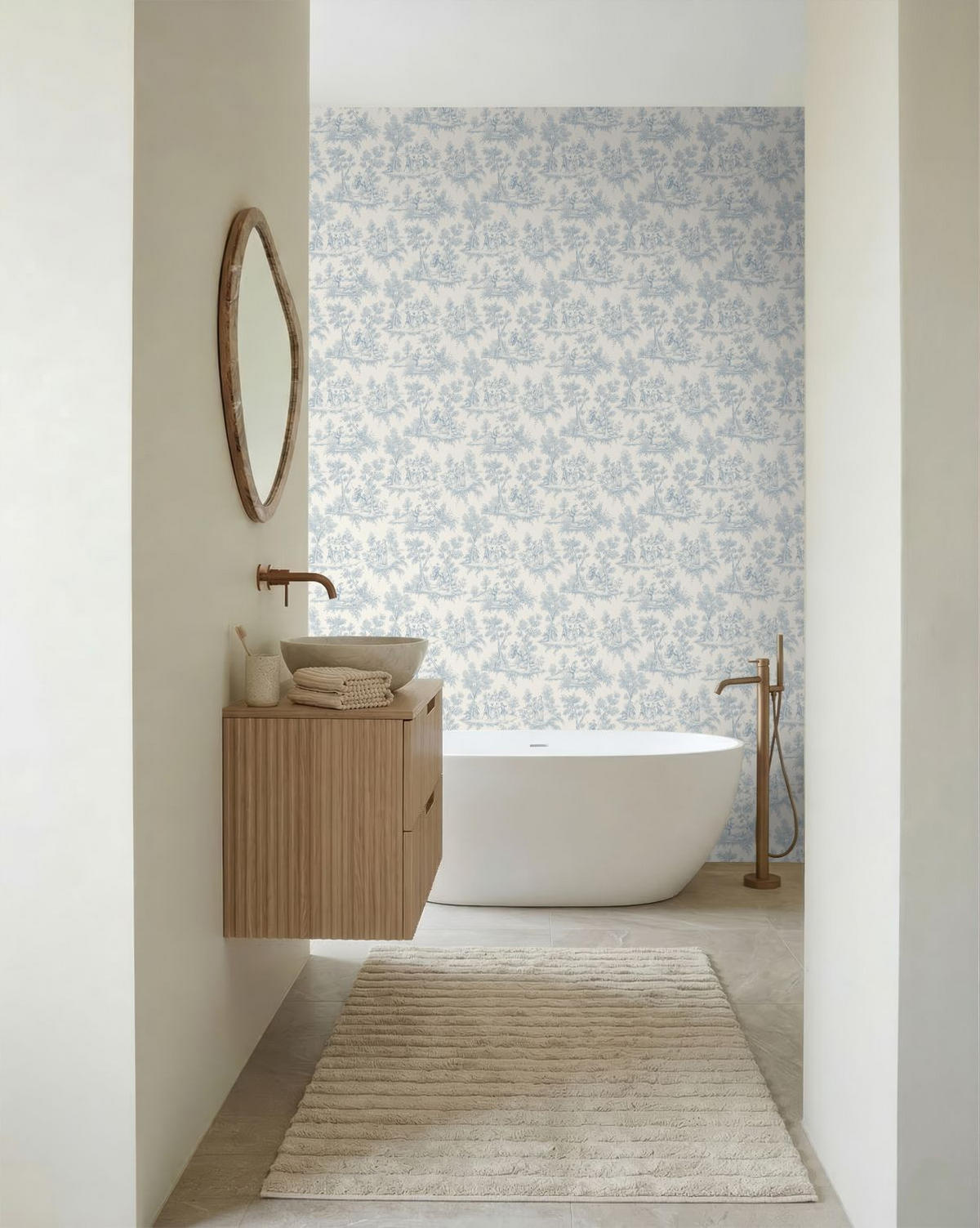 TAPETE Toile de Jouy 50 x 900 cm - Weiß, Papier (50/900cm) - ESTAhome