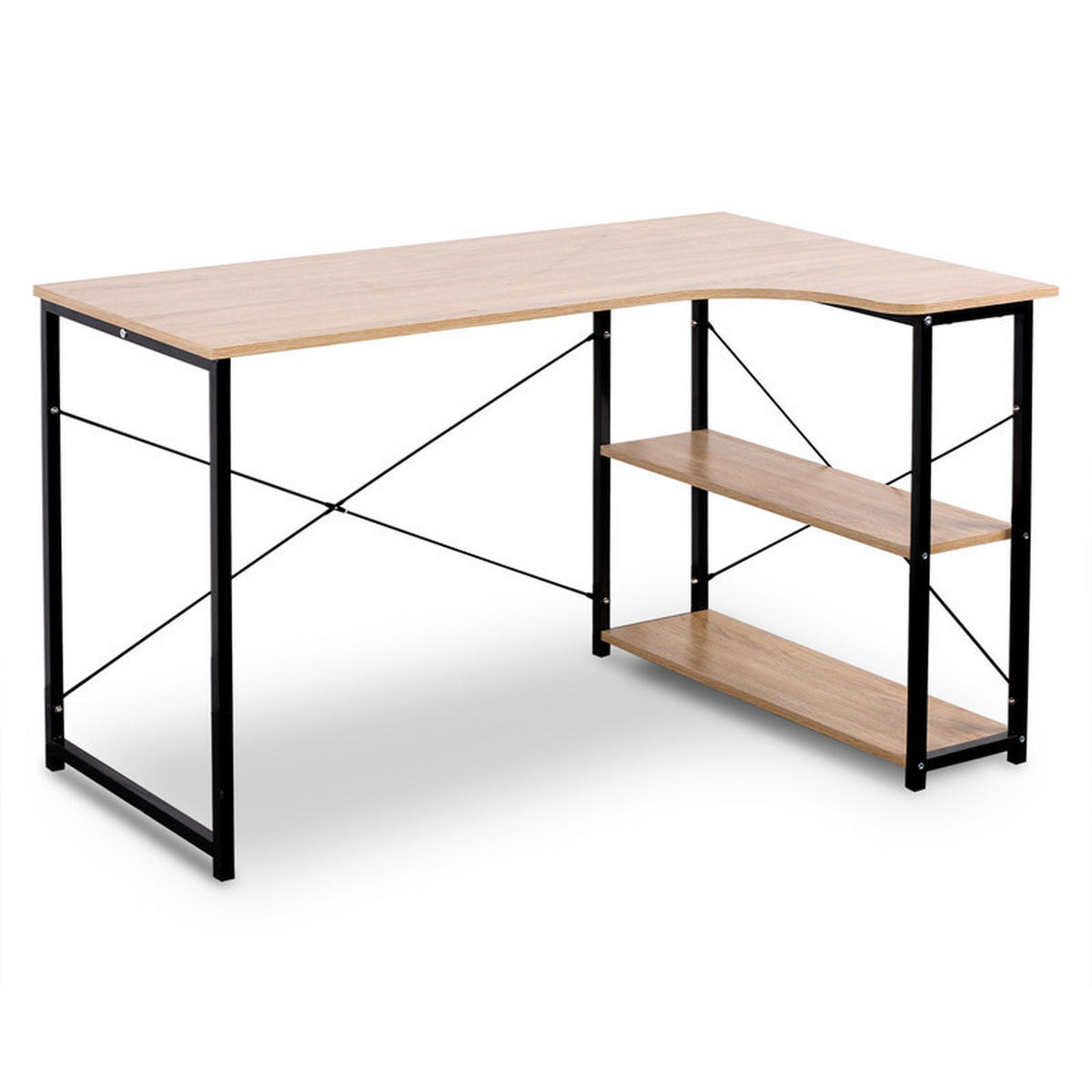 SCHREIBTISCH 120×71,5×74 cm Hell Eiche und Schwarz - Braun, Holz (120/74/71.5cm) - Kaket