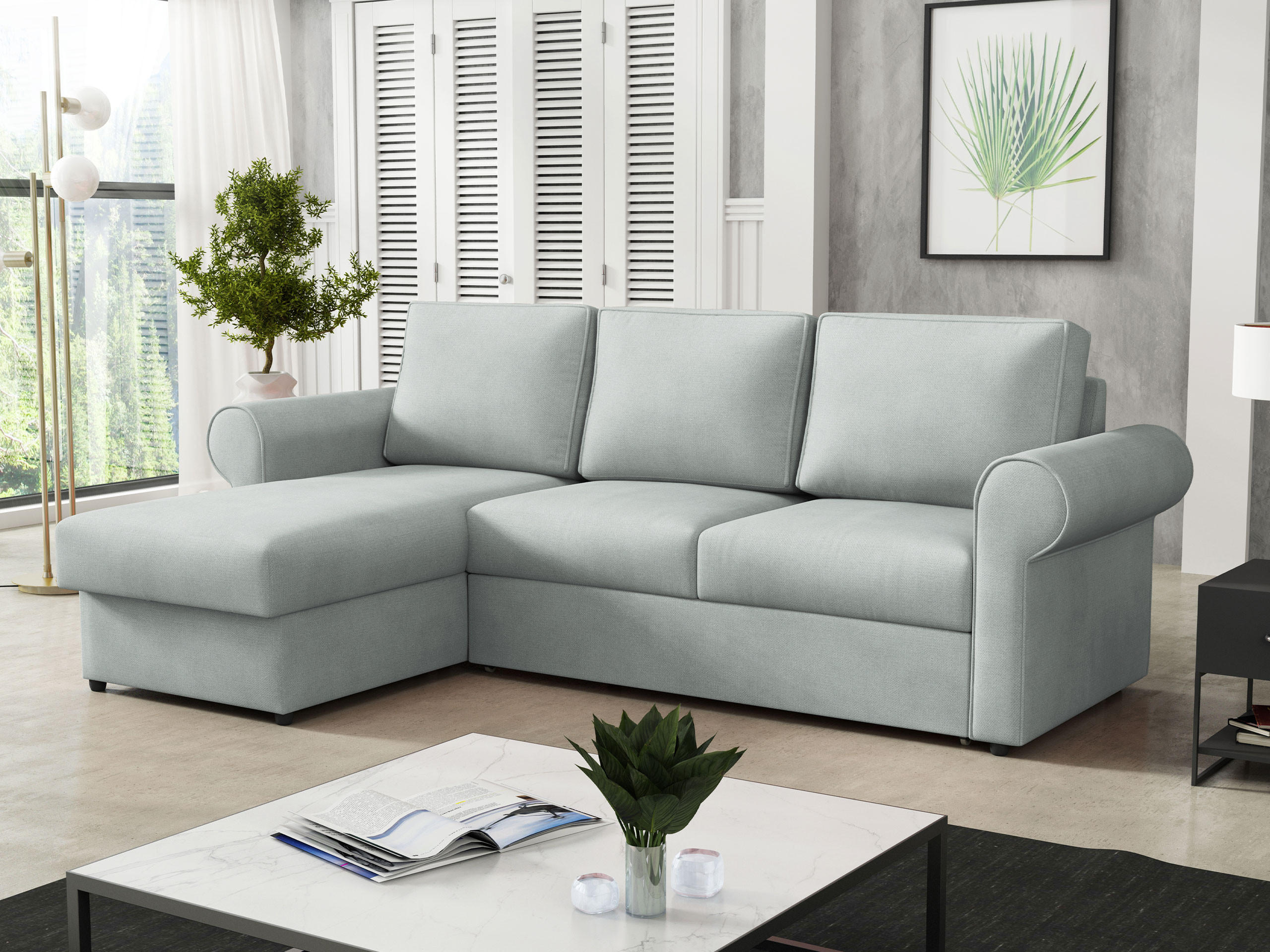 ECKSOFA Monaco - Hellgrau/Schwarz, Holz/Textil (246/155cm) - MIRJAN24