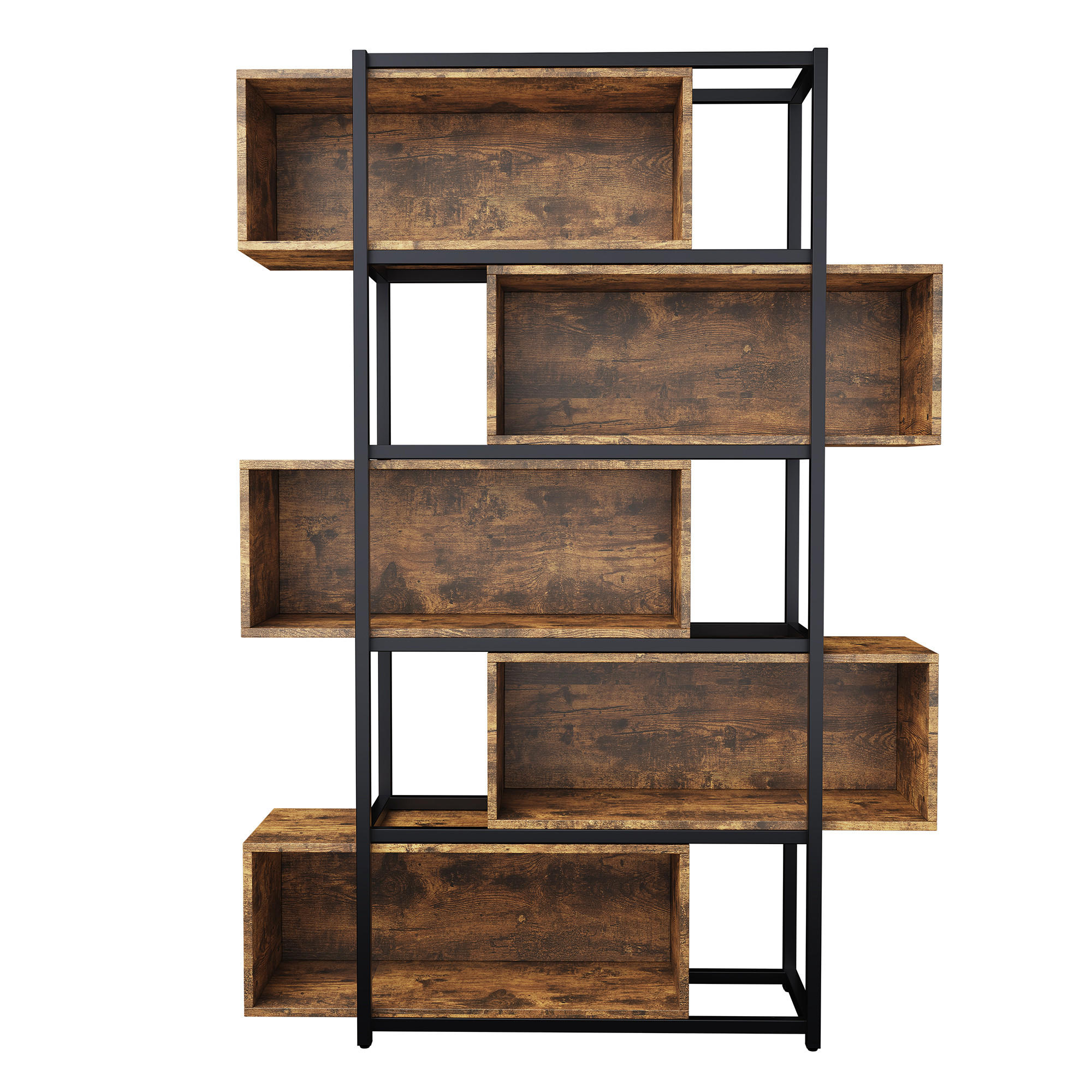 LEITERREGAL Industrielles Offenes Regalsystem mit 6 Fächern - Braun, Holzwerkstoff/Metall (121/176/35cm) - Urban Meuble