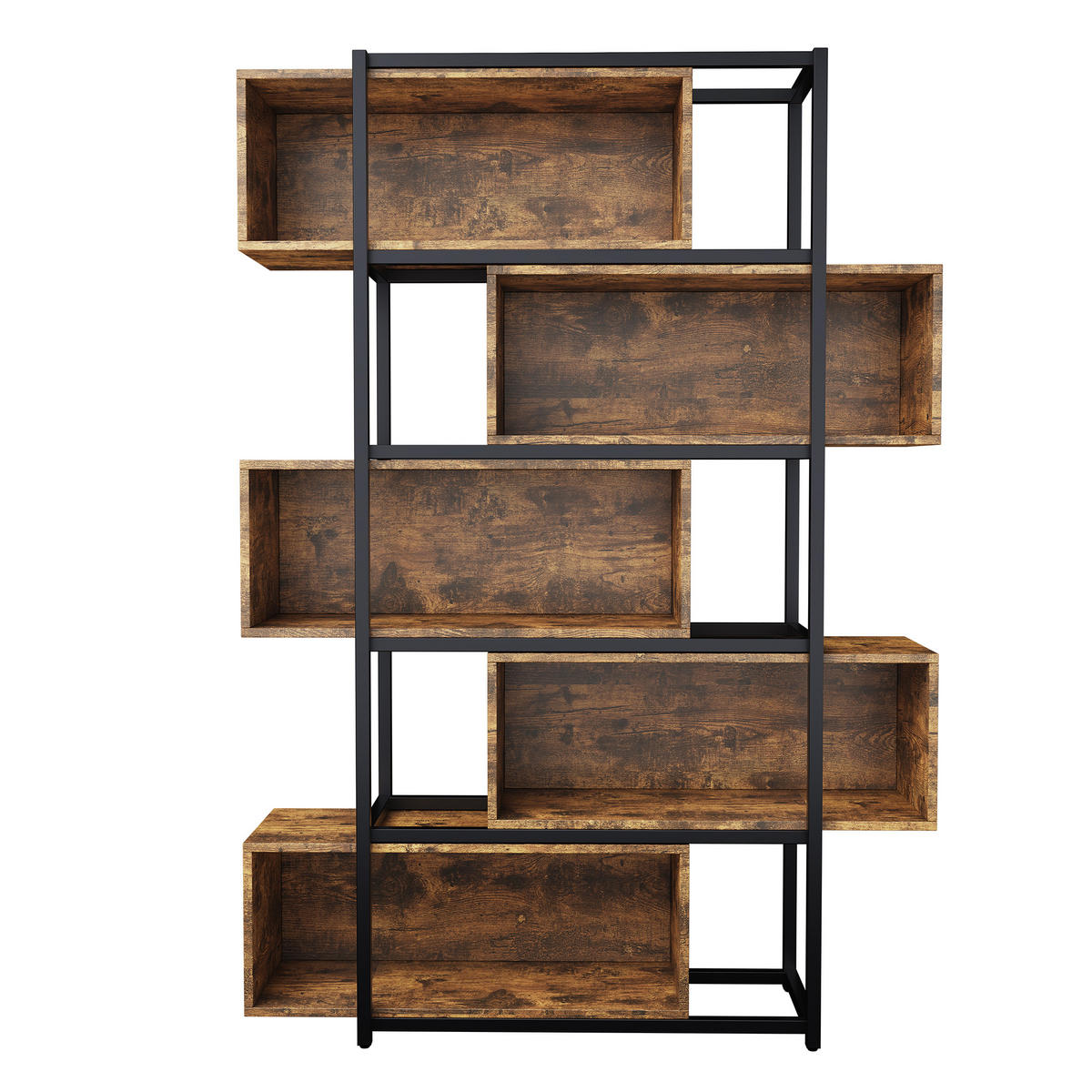 LEITERREGAL Industrielles Offenes Regalsystem mit 6 Fächern - Braun, Holzwerkstoff/Metall (121/176/35cm) - Urban Meuble