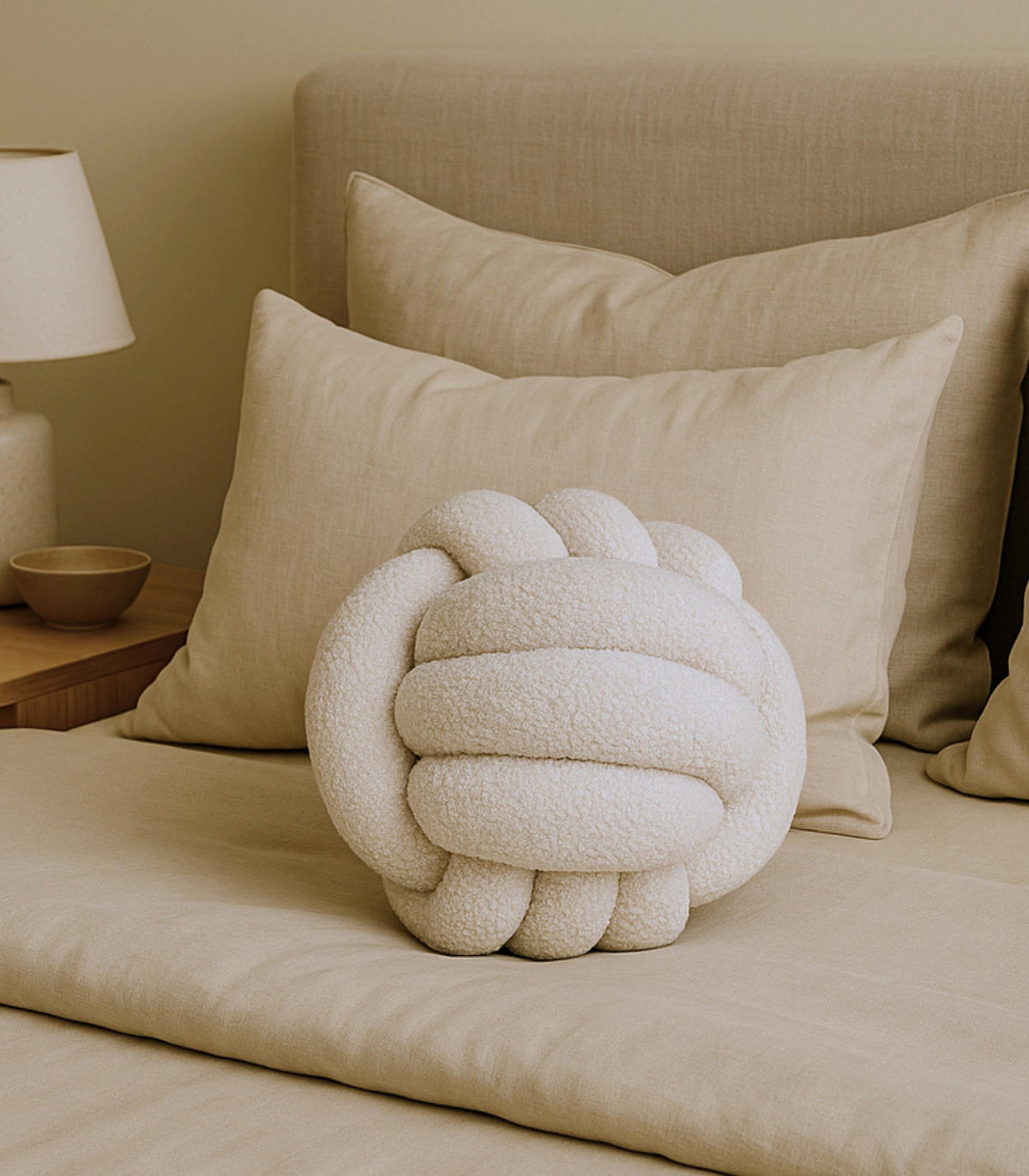 ZIERKISSEN Soft. Ball. Beige - Beige, Textil (25/25cm) - SOWL