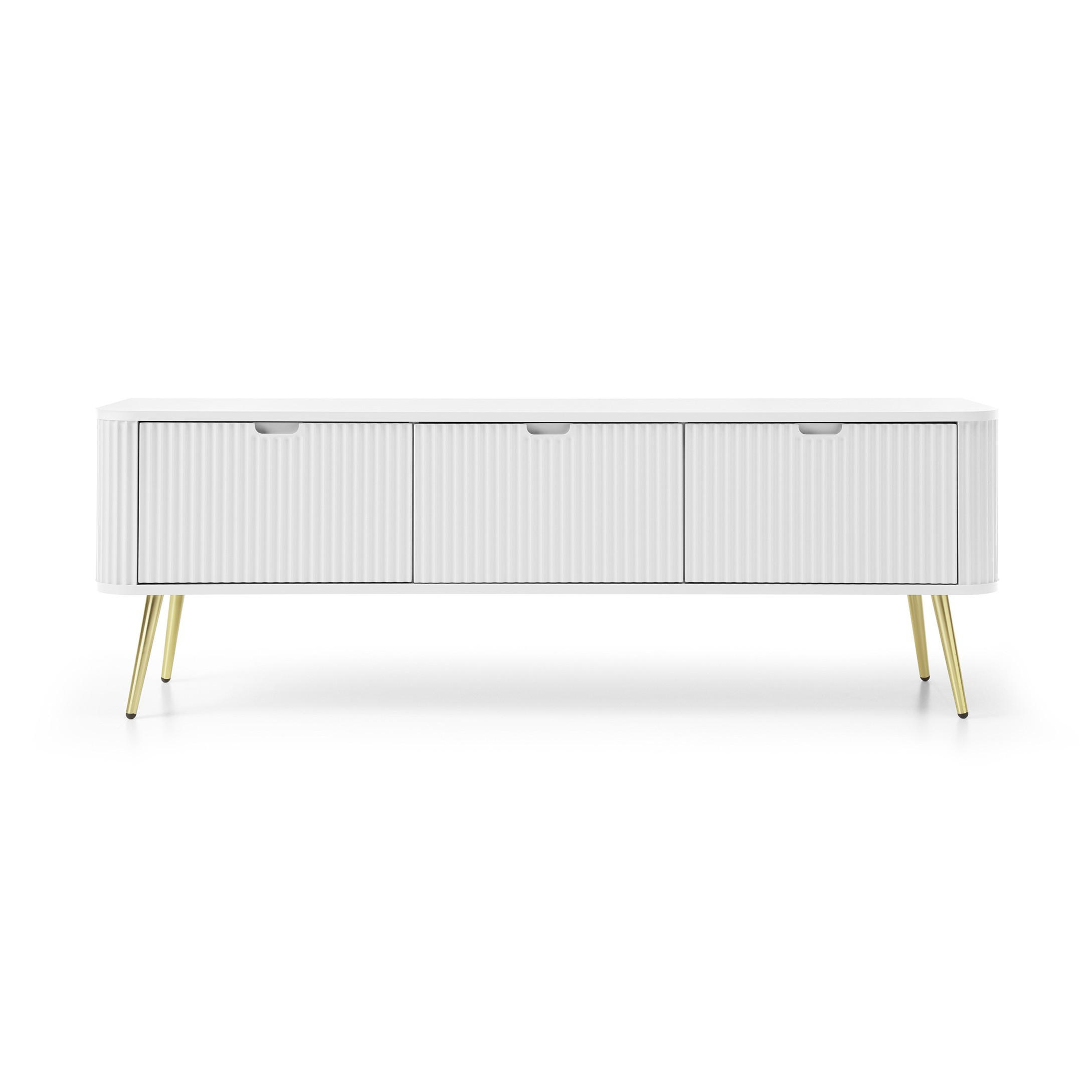 LOWBOARD ZENZERO 168x39x57 cm mit 3 Türen Weiß - Goldfarben/Weiß, Holzwerkstoff (168/57/39cm) - MASSENO