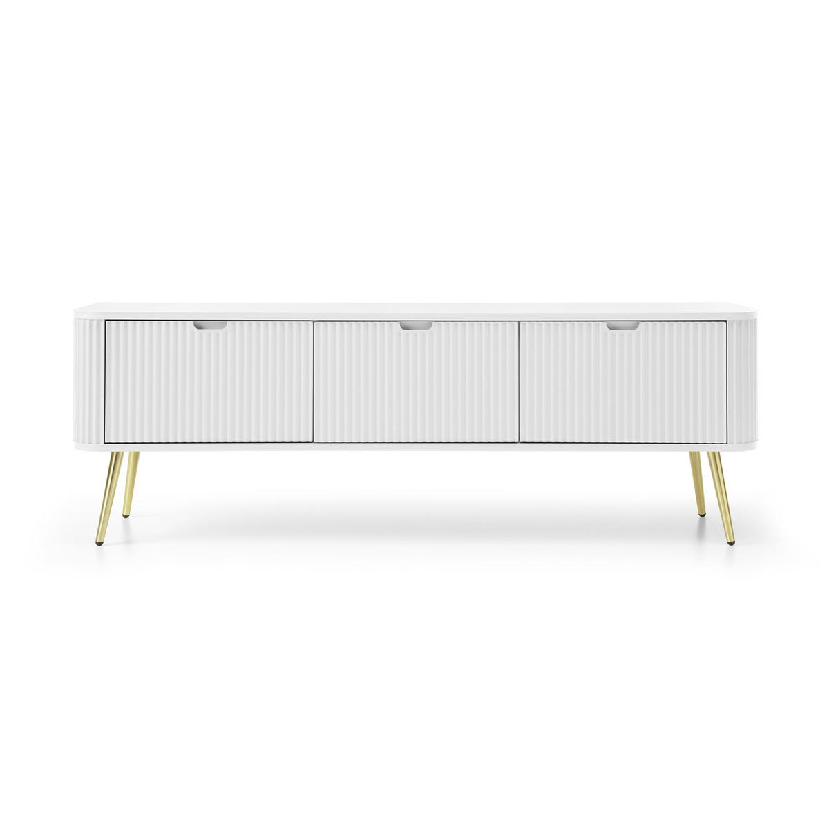 LOWBOARD ZENZERO 168x39x57 cm mit 3 Türen Weiß - Goldfarben/Weiß, Holzwerkstoff (168/57/39cm) - MASSENO
