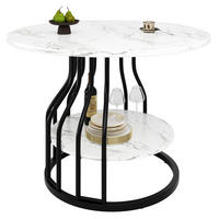 ESSTISCH 80x80x76 cm in Weiß und Schwarz aus MDF mit Marmoroptik und Stauraum - Weiß, Holzwerkstoff (80/80/76cm) - Modfu