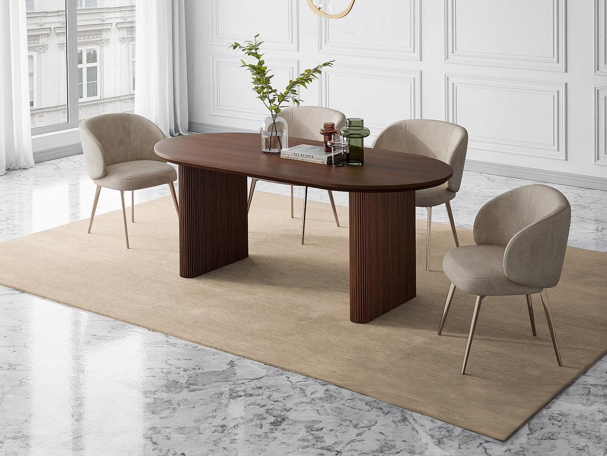 TISCH ohne Ausziehfunktion - 8 -Sitzer - Massivholz - naturfarben dunkel - NEVILI - Naturfarben, Holz (100/200/75cm) - Vente-Unique