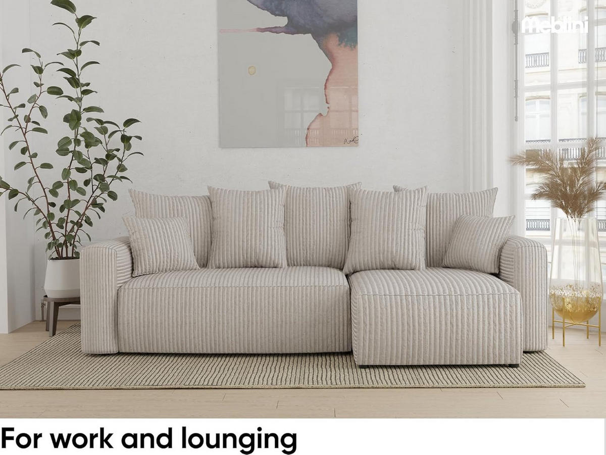 ECKSOFA SOLARIS L - Blau/Creme, Holzwerkstoff (238/142cm) - Meblini