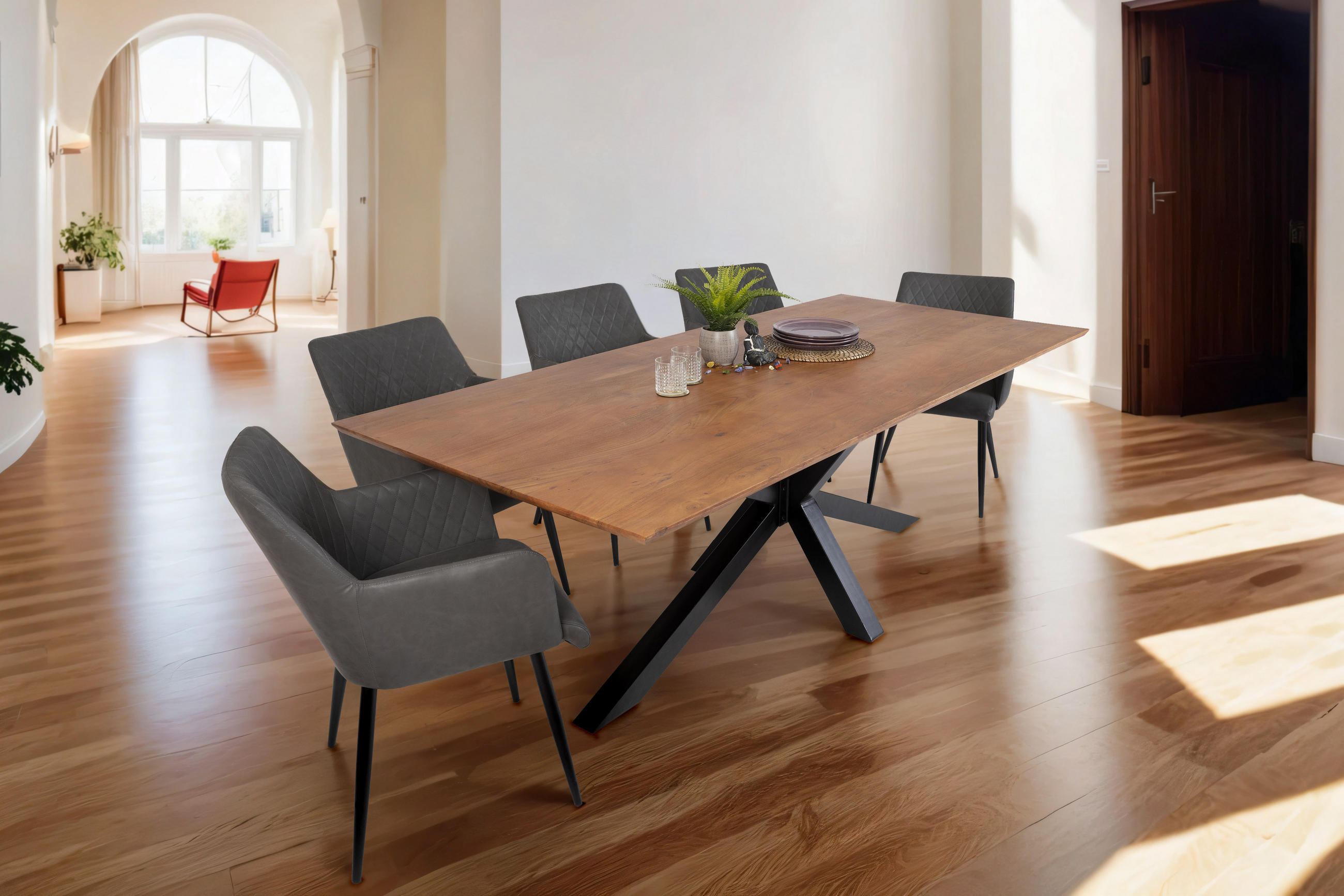 ESSTISCH ABBY - Schwarz/Braun, Holz/Metall (80/120/77cm) - SAM