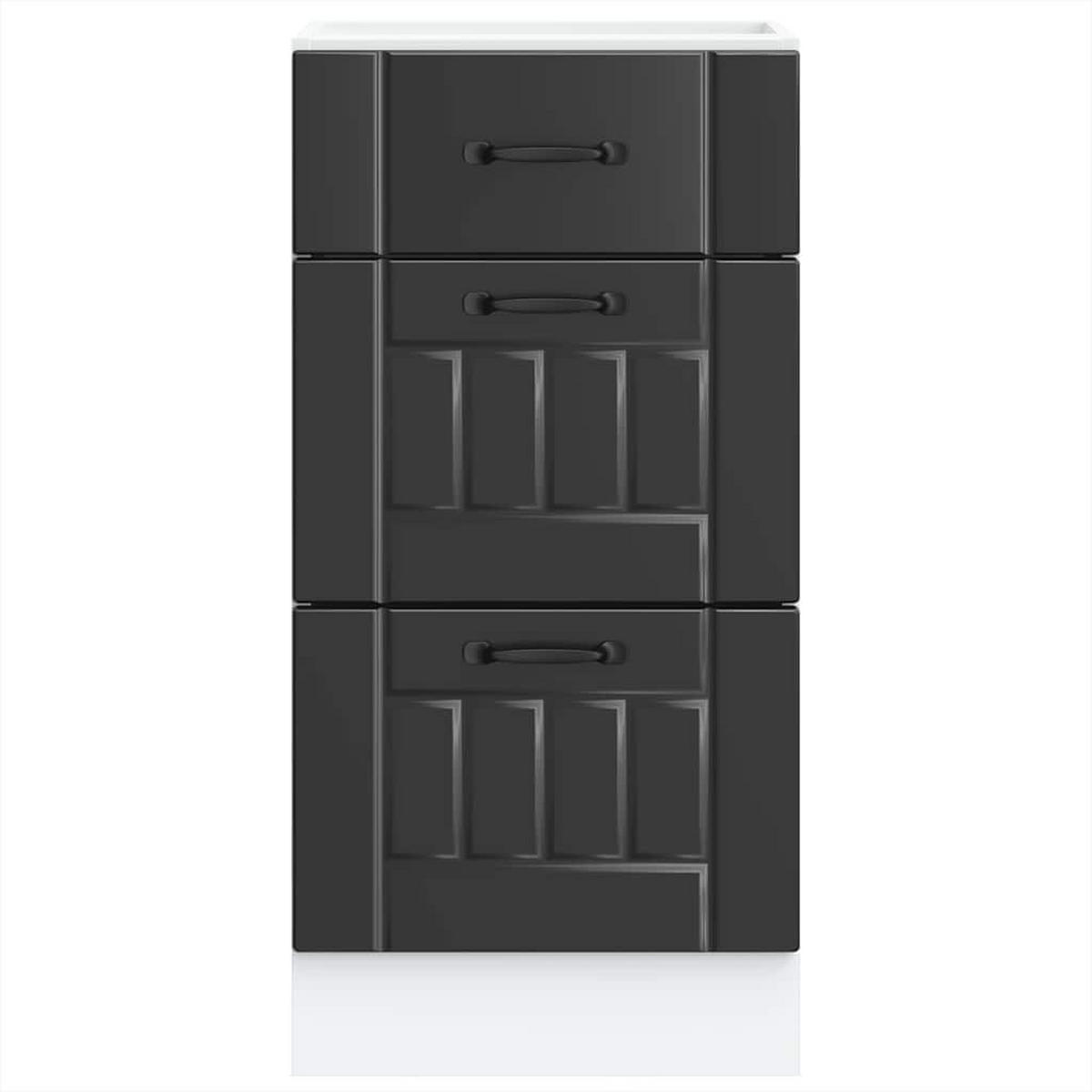 KÜCHENUNTERSCHRANK Maro Schwarz 40x46x81,5 cm - Schwarz, Holz (40/81.5/46cm) - DELUKE