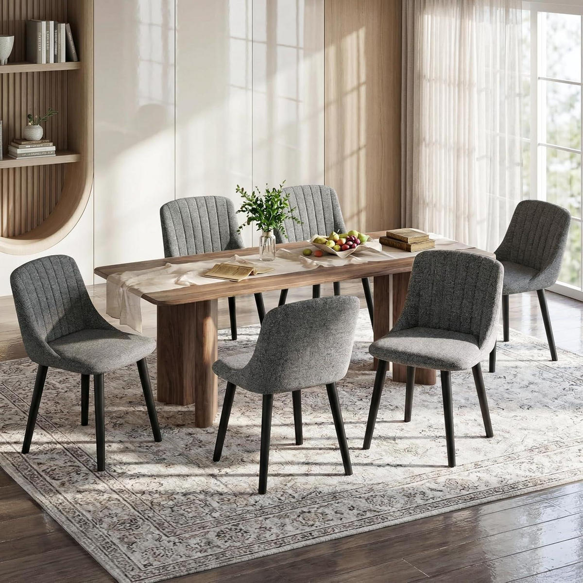 ESSZIMMERSTUHL 2er Set Grau Samt Holzbeine - Grau, Textil (48.5/81/43.5cm)