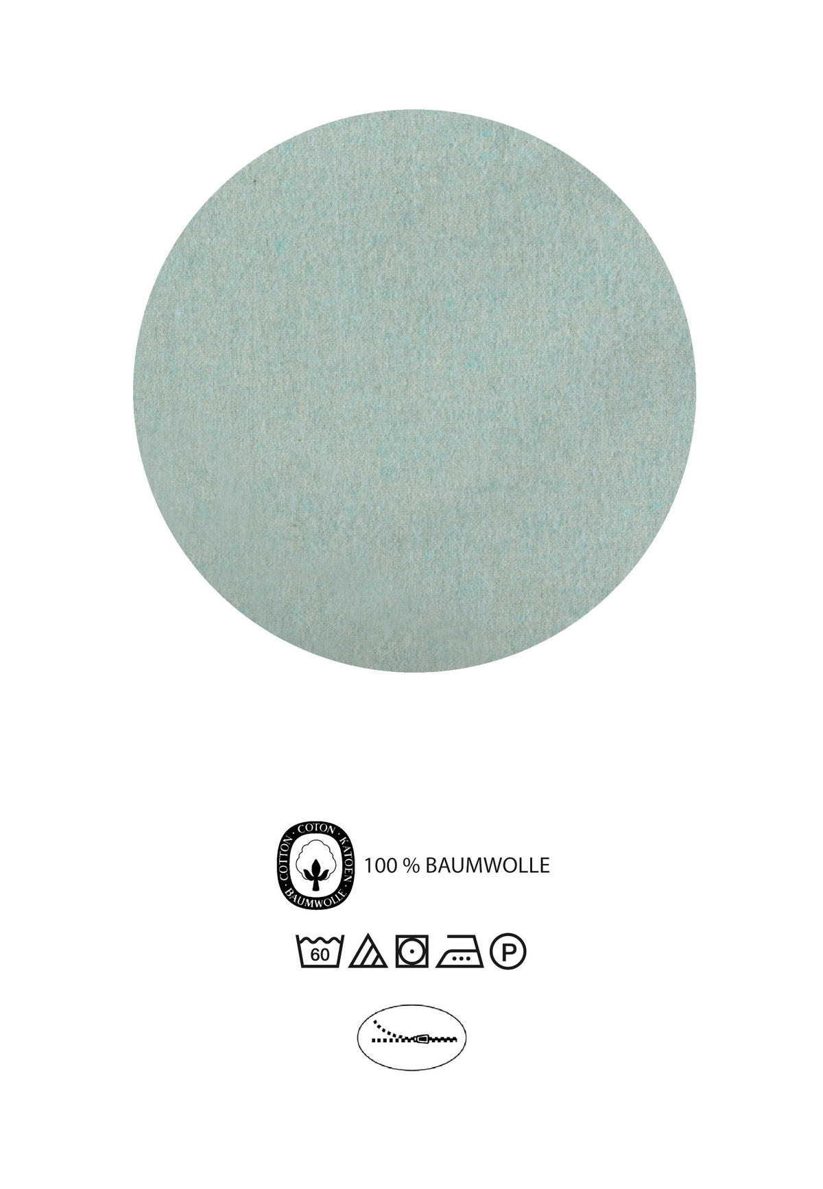BETTWÄSCHE-GARNITUR Premium Biber Melange UNI minze, 135x200 cm + 80x80 cm - Mintgrün, Textil (135/200cm) - biberna
