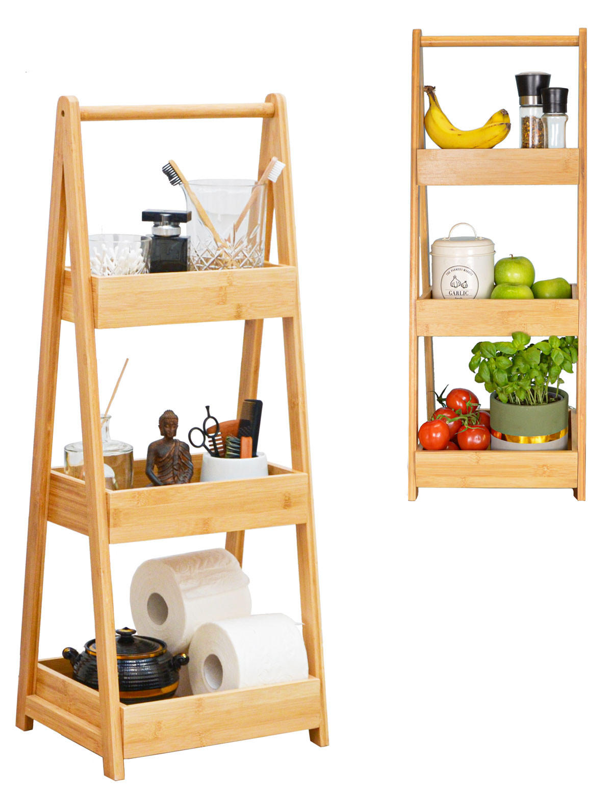 BAMBUS-BADREGAL 30x26x78 cm inkl. 3 Körbe - Braun, Holz (25/78/30cm) - Dunedesign