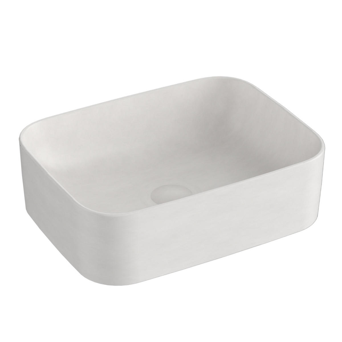WASCHBECKEN Keramik Rechteck Abgerundetes Design R Mattweiß - Weiß, Keramik (38/15/50.5cm) - EMKE