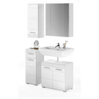 BADMÖBEL-SET, weiß Hochglanz 4-teilig, 105 x 182 cm, Badkombination mit Spiegelschrank - Weiß Hochglanz, Glas/Holzwerkstoff (105/182/34cm) - Inn.Furn