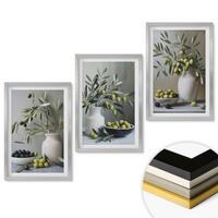 WANDBILDER 3er Set - 40x60 cm Silberner Rahmen - Oliven in grauen Vasen - Silberfarben, Kunststoff (40/60cm) - ArtPrintCave