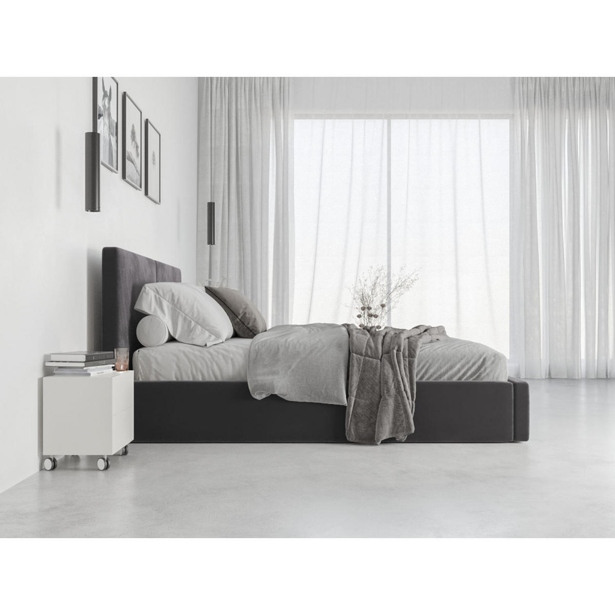 POLSTERBETT Hilton 160x200cm Anthrazit mit Stauraum - Anthrazit, Textil/Metall (160/200cm) - Interbeds