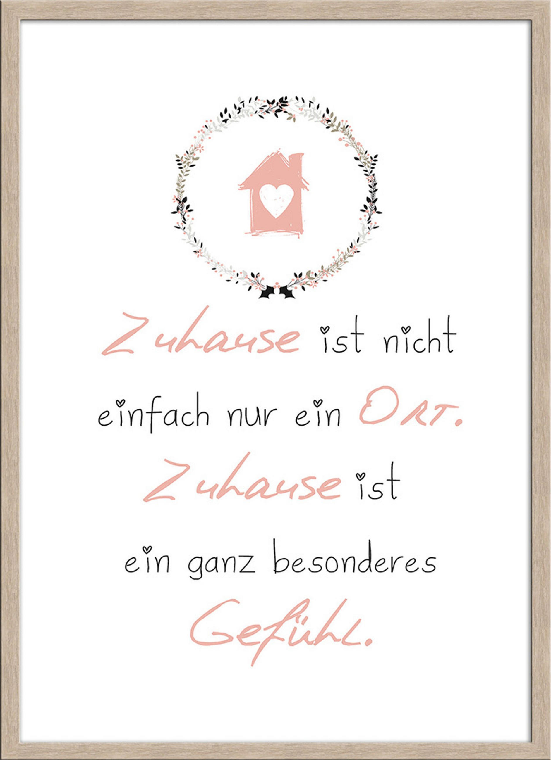 BILD mit Rahmen 51x71 cm Spruch: Zuhause - Beige, Holz (51/71cm) - artissimo