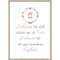 BILD mit Rahmen 51x71 cm Spruch: Zuhause - Beige, Holz (51/71cm) - artissimo