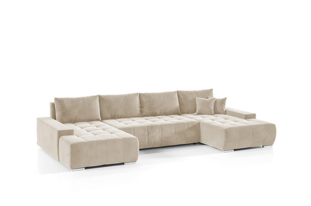 WOHNLANDSCHAFT Vogar In Monolith - Beige, Holzwerkstoff/Textil (350/85/185cm) - Fun Möbel